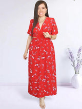 MAXIVESTIDO DOBLE PRETINA ESTAMPADO ROJO