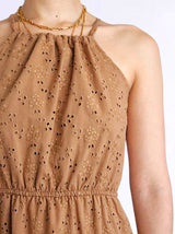 MAXIVESTIDO CUELLO HALTER 2 TIEMPOS CAMEL ENTERO