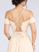 MAXIVESTIDO TIRAS MANGA CAIDA