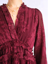 MAXIVESTIDO FULL BOBOS CON PRETINA GUINDA
