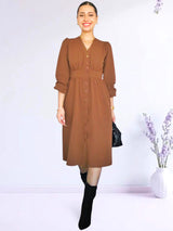 VESTIDO MIDI CAMISERO CON PRETINA TOFFEE