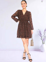 VESTIDO CORTO 2 CAPAS CHOCOLATE