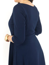 VESTIDO CORTO CON LAZO AZUL