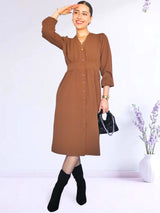 VESTIDO MIDI CAMISERO CON PRETINA TOFFEE