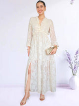 MAXIVESTIDO FULL BOBOS ESTAMPADO CREMOSO