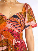 MAXIVESTIDO ESCOTE CORAZÓN 3 TIEMPOS ESTAMPADO MELÓN
