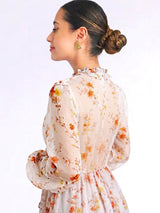 MAXIVESTIDO FULL BOBOS CON PRETINA FLORES NARANJAS