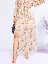 MAXIVESTIDO FULL BOBOS CON PRETINA FLORES BEIGE