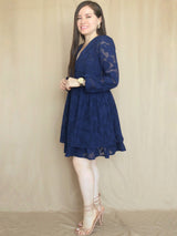 VESTIDO CORTO 2 CAPAS AZUL