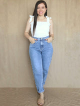 TOP MULTIAGUJA CON LAZOS COLOR ENTERO