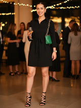 VESTIDO CORTO CAMISERO NEGRO ENTERO