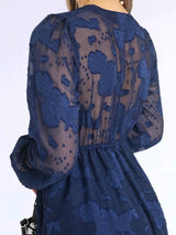 VESTIDO CORTO CAPAS CRUZADAS AZUL