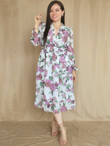 VESTIDO MIDI FULL BOBOS CON PRETINA ESTAMPADO HUESO