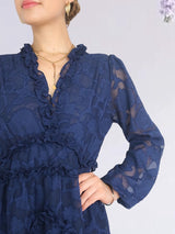 VESTIDO CORTO FULL BOBOS CON PRETINA AZUL