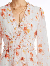 MAXIVESTIDO FULL BOBOS CON PRETINA FLORES NARANJAS