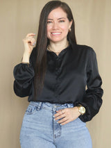 CAMISA MANGA ABULLONADA SATINADA