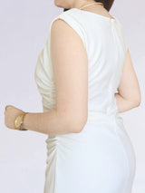 VESTIDO CORTO DRAPEADO HUESO