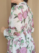 VESTIDO MIDI FULL BOBOS CON PRETINA ESTAMPADO HUESO