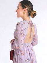 MAXIVESTIDO PRETINA MULTIAGUJA ESTAMPADO LILA