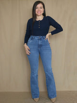 PANTALÓN FLARE JEAN CELESTE