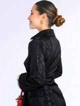 MAXIVESTIDO CRUZADO CON AMARRE NEGRO