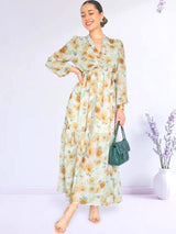 MAXIVESTIDO FULL BOBOS ESTAMPADO VERDE