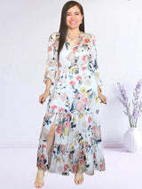 MAXIVESTIDO 3 TIEMPOS ESTAMPADO CREMOSO