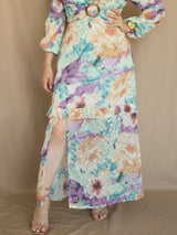 MAXIVESTIDO HEBILLA CON BOBO CENTRAL MARMOLEADO VERDE