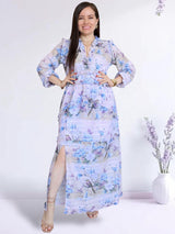 MAXIVESTIDO FULL BOBOS CON PRETINA ESTAMPADO LILA