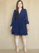 VESTIDO CORTO 2 CAPAS AZUL