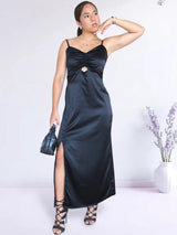 MAXIVESTIDO TIRAS CON PRESILLAS NEGRO ENTERO