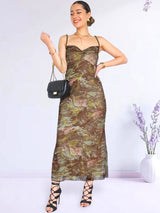 MAXIVESTIDO TIRAS MESH NUDO VERDE