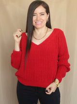 SWEATER CUELLO V TRENZAS