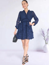 VESTIDO CORTO FULL BOBOS CON PRETINA AZUL