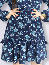 VESTIDO CORTO BOBO CENTRAL ESTAMPADO AZUL