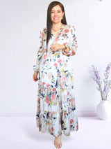 MAXIVESTIDO 3 TIEMPOS ESTAMPADO CREMOSO