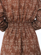 MAXIVESTIDO CAMISERO CON PRETINA ESTAMPADO CHOCOLATE