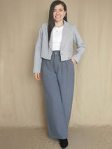 ABRIGO BLAZER CROP PAÑO