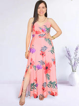 MAXIVESTIDO TIRAS CIERRE INVISIBLE ESTAMPADO MELÓN