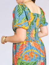 MAXIVESTIDO ESCOTE CORAZÓN ESTAMPADO ACERO