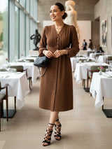 VESTIDO MIDI CAMISERO CON PRETINA TOFFEE