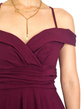 MAXIVESTIDO TIRAS MANGA CAIDA GUINDA