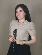 POLO ALGODÓN MANGA ABULLONADA