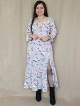 MAXIVESTIDO ESCOTE CORAZÓN ESTAMPADO ROSA