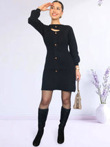 VESTIDO CORTO BOTONES CORTE A IMPORTADO