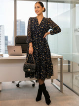 VESTIDO MIDI 3 TIEMPOS ESTAMPADO AZUL