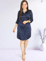 VESTIDO CORTO CAMISERO CON PLAQUETAS AZUL ENTERO