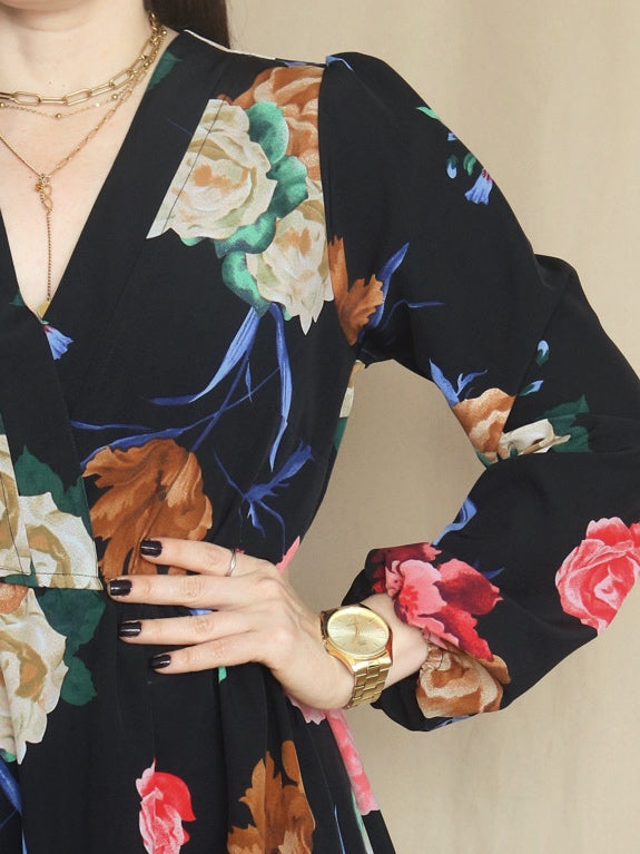 VESTIDO CORTO 2 TIEMPOS ESTAMPADO NEGRO