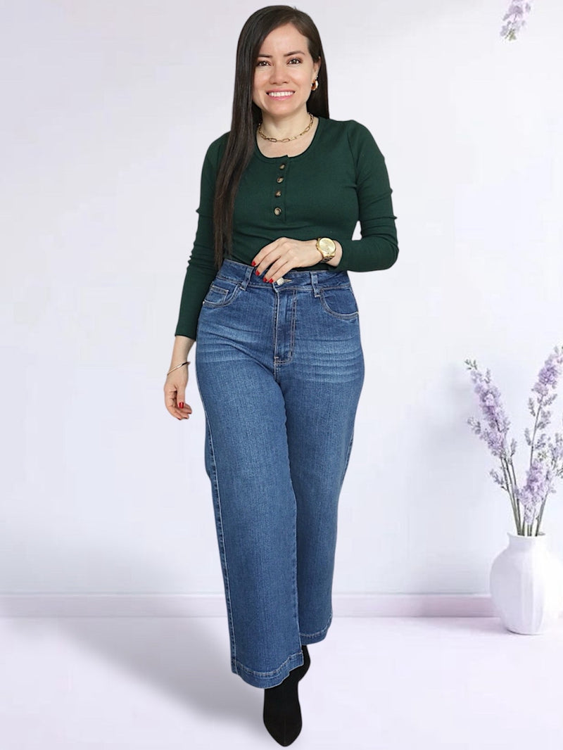 PANTALÓN SEMI PALAZO JEAN PETIT