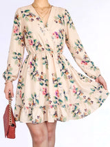 VESTIDO CORTO 1 VUELO ESTAMPADO NUDE